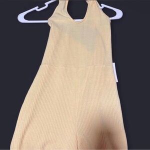 Forever 21 Pale Yellow Ribbed Halter Romper Size- M (shorts not dress)